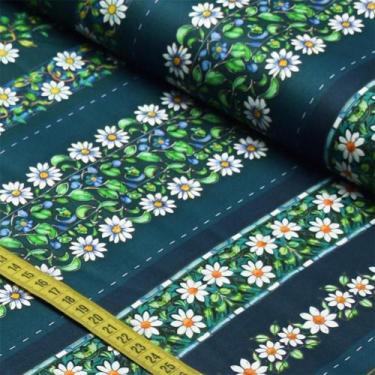 Imagem de Tecido Estampado para Patchwork - Barrado : Margaridas  (0,50x1,50) - 