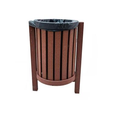 Imagem de Lixeira de 50 cm redonda individual marrom com dois pés / lc-29 - LANC