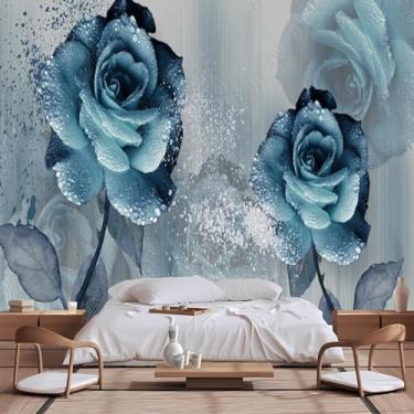 Imagem de Lcythiazole Murais de papel de parede de rosas de tamanho personalizado - mural simples, papel de parede de flor personalizável, autoadesivo removível e adesivo, para banheiro