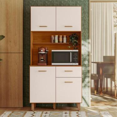 Imagem de Kit Cozinha 04 Portas 01 Gaveta New Izis Poliman Móveis, Freijo/Off