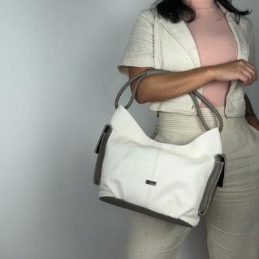 Imagem de Bolsa recuo em couro legitimo b.1087, Off cinza