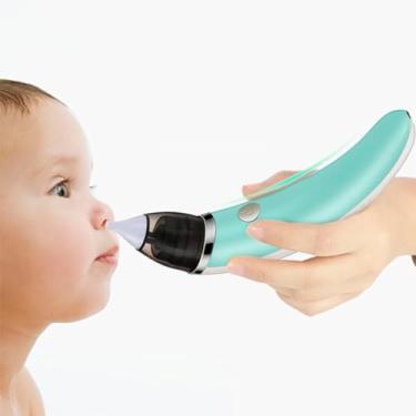 Imagem de Aspirador Nasal Elétrico USB para Bebês, 5 Velocidades, Recarregável, Verde Água