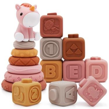 Imagem de Brinquedo empilhável Building Circle & Blocks Nueplay com cavalo, 13 u