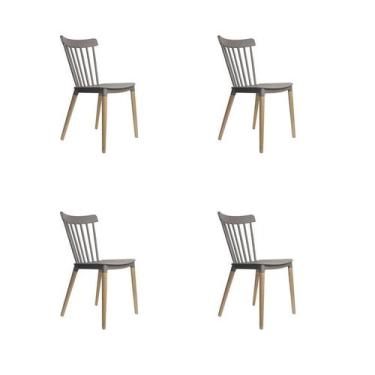 Imagem de Kit 4 Cadeiras Jantar Janaina Cinza PP Base Madeira Rivatti