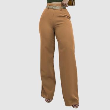 Imagem de Calça Pantalona Alfaiataria Wide Leg Feminina Cinto Elegante - SWISS B