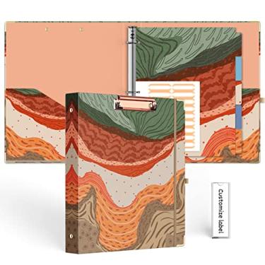 Imagem de Fichário de 3 anéis de 2,5 cm para tamanho carta (28 x 21,5 cm), papel com divisórias de 5 abas, pastas fofas de três anéis EYROZILL com etiquetas de pasta de arquivo, suporte de caneta, prancheta de perfil para mulheres, material escolar de escritório