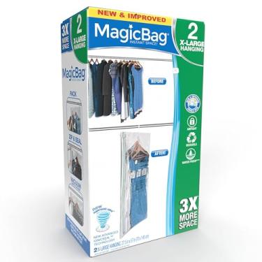 Imagem de Smart Design MagicBag Armazenamento Instantâneo Economizador de Espaço – Vestido Extra Grande Pendurado – Conjunto de 2 Sacos de Compressão a Vácuo Total – Zíper Duplo Hermético