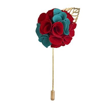 Imagem de Knightthood Bunch Flower com broche de lapela de folha dourada para terno (marrom e azul bebê)