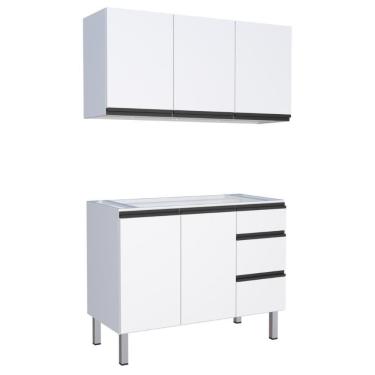 Imagem de Jogo De Gabinete De Pia E Armário Aéreo Lajedo Branco