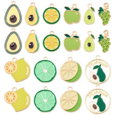 Imagem de Spritewelry Berloques de frutas esmaltadas liga de verão esmalte verde variado limão maçã laranja uva abacate pingentes pingentes para fazer joias colar pulseira artesanato