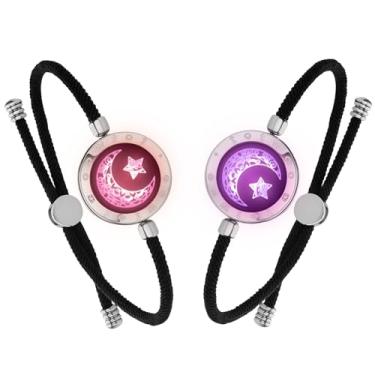 Imagem de TOTWOO Pulseiras de toque de longa distância para casais, pulseiras vibratórias e iluminadas para casais | Presentes de relacionamento de longa distância para namorada, joias de emparelhamento