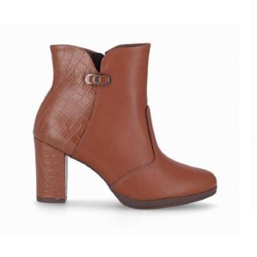 Imagem de Bota Cano Curto Salto Forrado Piccadilly 130240 Feminina - Conhaque-Feminino