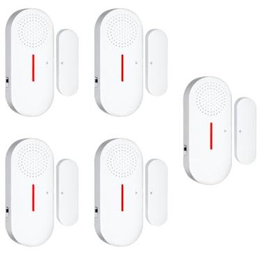 Imagem de WimuPath Alarme De Porta E Janela, Alarmes 110 Db Para Segurança Infantil, Antirroubo Com Sensor Sem Fio - Piscina, Casa (5 Peças)