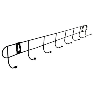 Imagem de Suporte de Parede Cabideiro com 8 Ganchos De Inox Muito ResistentePara Pendurar Roupas, Toalhas, Panos, Vassouras, Rodos Chaves (Preto)