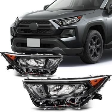 Imagem de SCITOO Faróis para 2019 2020 2021 para Toyota RAV4 Par conjunto de faróis preto alojamento lente transparente TO2502275