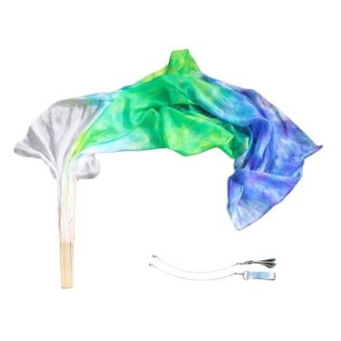 Imagem de Winged Sirenny Véu de seda ajustável para adultos de 150 cm com bandeira de véu de véu para dança do ventre, Prado, 59" x 35"