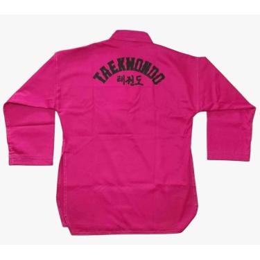 Imagem de Dobok Kimono Taekwondo - Brim Leve - Rosa Infantil - Ariran (A5 - até 2,00m Plus Size)