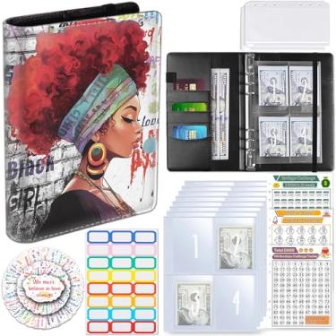 Imagem de Desafio de economia de dinheiro com 100 envelopes, fichário de orçamento com envelopes de dinheiro, processo motivacional para economizar $5050, livro de desafios A5 - mulheres negras africanas