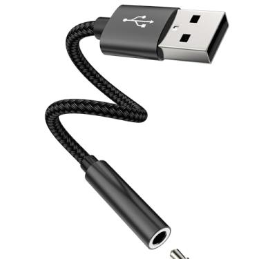 Imagem de Adaptador USB macho para conector fêmea de 3,5 mm, cabo de áudio auxiliar para iPhone, PC, laptop, plugue de saída, alto-falante, microfone, conversor estéreo DAC para fone de ouvido Apple, desktop