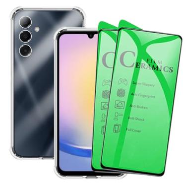 Imagem de Kit Capa Protetora Transparente Anti-Impacto para Samsung Galaxy A25+ 2 Películas de Cerâmica, Capinha com Proteção de Câmera