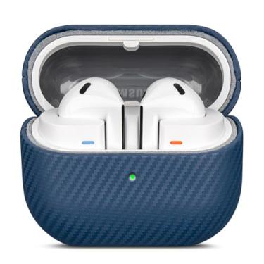 Imagem de Haobobro Capa de couro - Capa de couro para Samsung Galaxy Buds 3 Pro/Galaxy Buds 3 - couro selecionado para a pele, textura de fibra de carbono, capa dura à prova de choque feita à mão para Samsung