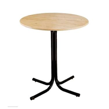 Imagem de Mesa de Jantar Redonda 80cm Preta Tampo Madeira Pinus