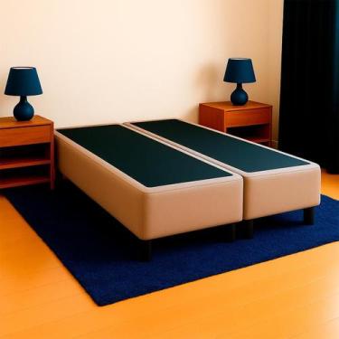 Imagem de Base Box Casal Bipartido Suede Bege PoliConfort 138x188x26