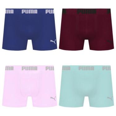 Imagem de Kit 4 Cuecas Puma Boxer Sem Costura Masculina, Azul, Verde, M