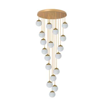 Imagem de Pendente Moderno Dourado 18 Globos Pé Direito Duplo Escada V