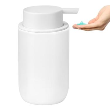 Imagem de Dispensador de sabão líquido de cerâmica com bomba fácil de pressionar dispensador de líquido manual (não pode espumar) para bancada de banheiro de xampu 382 g