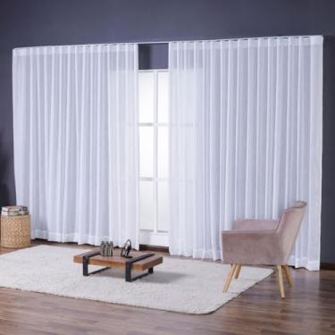 Imagem de Cortina Voil Flamê Gaze De Linho 6,00m X 2,50m Trilho Suiço Alto Padrão (Branco)