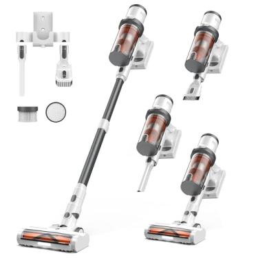 Imagem de Aspirador de pó sem fio, aspiradores de pó de 550 W/45 Kpa para casa, máximo de 60 minutos, antiemaranhado e aspirador de pó de 1,6 L, aspirador leve para tapete, piso rígido (atualizado)