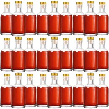 Imagem de Dandat 30 garrafas de vidro transparente de 85 g com tampa hermética de 100 ml, molhos de fundo pesado, garrafa de vidro hermética para bebidas com óleo, cerveja, água (ouro)