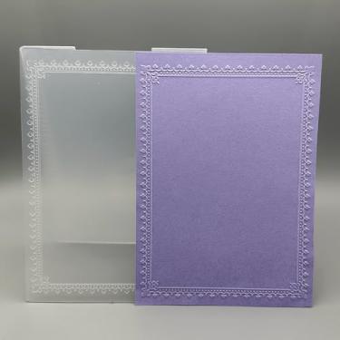 Imagem de Modelo de pasta em relevo de plástico 3D, textura de borda de renda simples, 12 x 17 cm para fazer cartões, faça você mesmo, scrapbook, papel, artesanato, artesanato, scrapbook, artes, decoração
