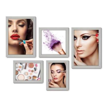 Imagem de Kit Com 5 Quadros Decorativos - Salão de Beleza Maquiagem - 060kq01b -