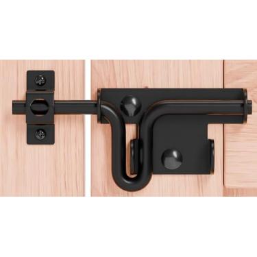 Imagem de TRIPLE DEER Trava de portão de parafuso deslizante resistente com orifício de cadeado e parafuso de transporte, ferragens de parafuso deslizante para cerca de madeira/cerca de quintal/porta de galpão