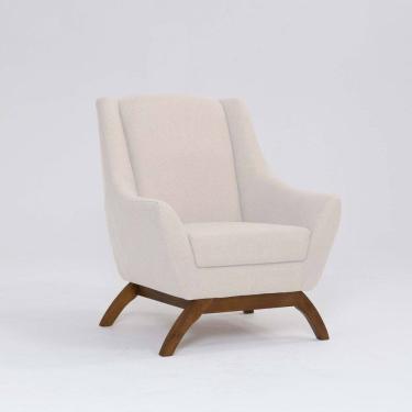 Imagem de Poltrona para Sala de Estar Base em Madeira Juliet Pérola