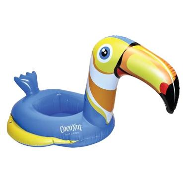 Imagem de Boia de piscina júnior de tucano de coco para uso ao ar livre – Jangada inflável de tamanho infantil e brinquedo aquático durável – Passeio estável para festas de verão e eventos de natação a partir