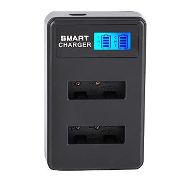 Imagem de ASHATA Carregador de bateria universal, carregador portátil para viagem ao ar livre USB LCD Dual Slots para NP-BX1, para Cyber-Shot DSC-RX100/100 II III IV V VII, DSC-RX100M II,