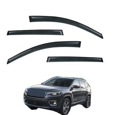 Imagem de Gldifa Defletor de viseira de janela compatível com Jeep Cherokee 2014-2024 protetores de chuva fumê 4 peças 94981