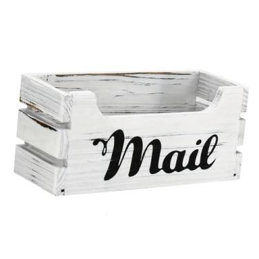 Imagem de Ｂｅｓｇａ Organizador de correspondência de madeira, porta-cartas, caixa de correio de mesa, decorativo, rústico, leve, multifuncional, Branco