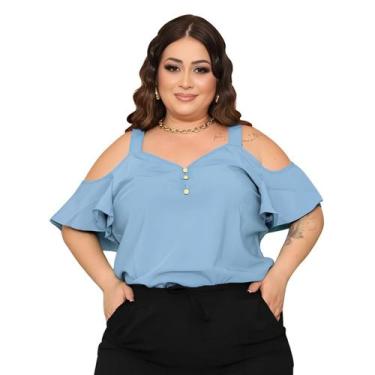 Imagem de Blusa Plus Size Feminina Ciganinha Alças Largas Manga Soltinha Decote 