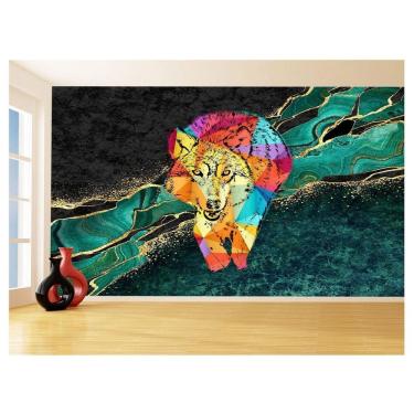 Imagem de Papel De Parede Animais Pop Art Lobo Colorido 3,5M Pxa590