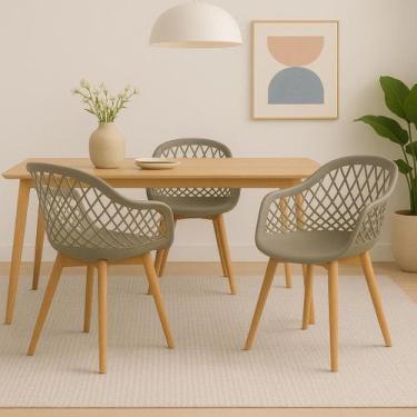 Imagem de Kit 3 Cadeiras de jantar Empório Tiffany Web Pé Wood - Lar Textil, Nud