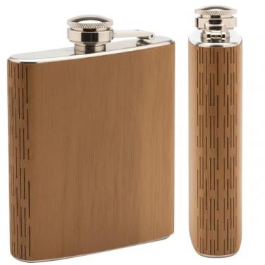 Imagem de Cantil de madeira WUDN de 170 g – Corpo de aço inoxidável, nogueira preta real