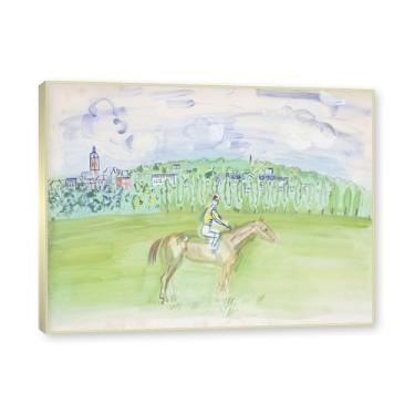 Imagem de NHLDZYH Moldura champanhe. Folhas impressionistas, (cavalo e cavalheiro) de Raoul Dufy, reprodução de quadros, quadros de pinturas famosas, imagem murais quartos. 60x80cm