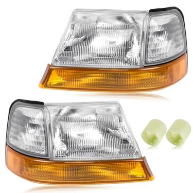 Imagem de Conjunto de farol com kit de luz de canto compatível com Ford Ranger 1998 1999 2000, substituição de farol de halogênio estilo OE para F87Z13008EB F87Z13008FB F87Z13200BA F87Z13201BA, 4 peças sem