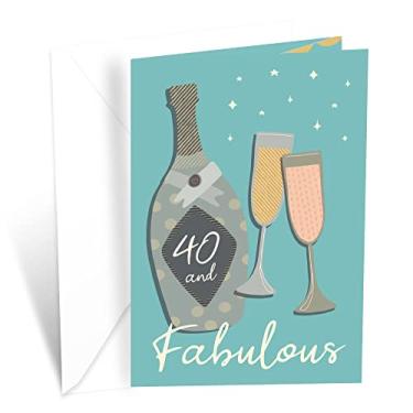 Imagem de Prime Greetings Cartão de aniversário de 40 anos, feito nos EUA, ecológico, cartolina grossa com envelope premium 12,7 cm x 19,7 cm, embalado em caixa de proteção