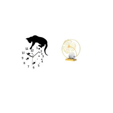 Imagem de Fenteer Relógio de Parede Silencioso com Movimento Silencioso para Sala de Estar, Relógio Analógico Sem -taque, Estátua de Folha, Estatueta de Ferro, Pre