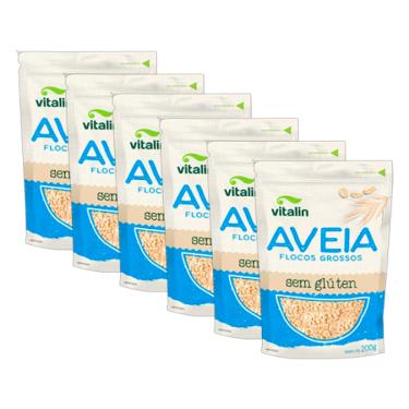 Imagem de Kit 6X: Aveia em Flocos Grossos Sem Glúten Vitalin 200g